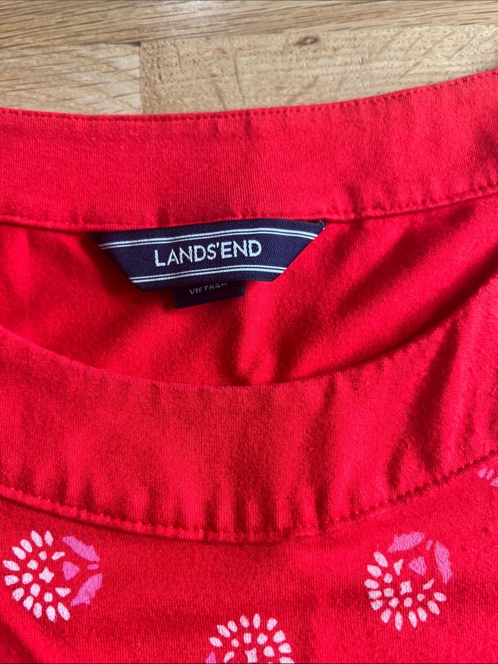 Lands End Red Sleeveless Maxi Dress, Floral Pattern, Empire Waist, Sz S - Picture 8 of 10